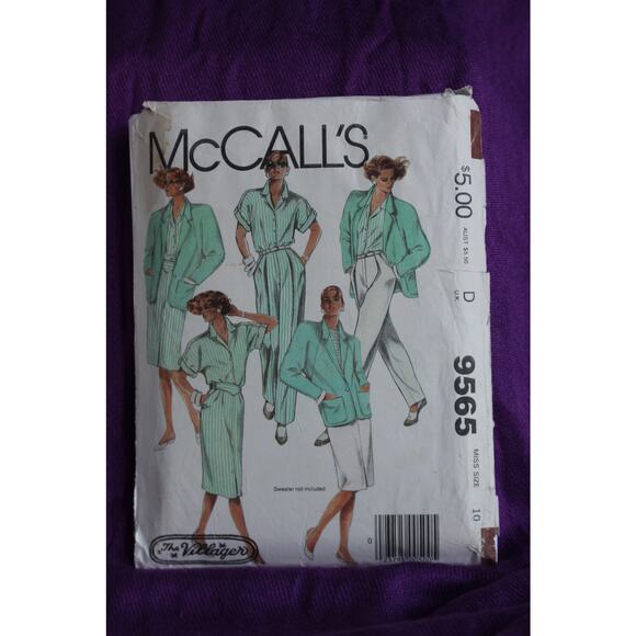 McCalls 9565 Sewing pattern suit blazer shirt skirt pants size 10 - Picture 1 of 6